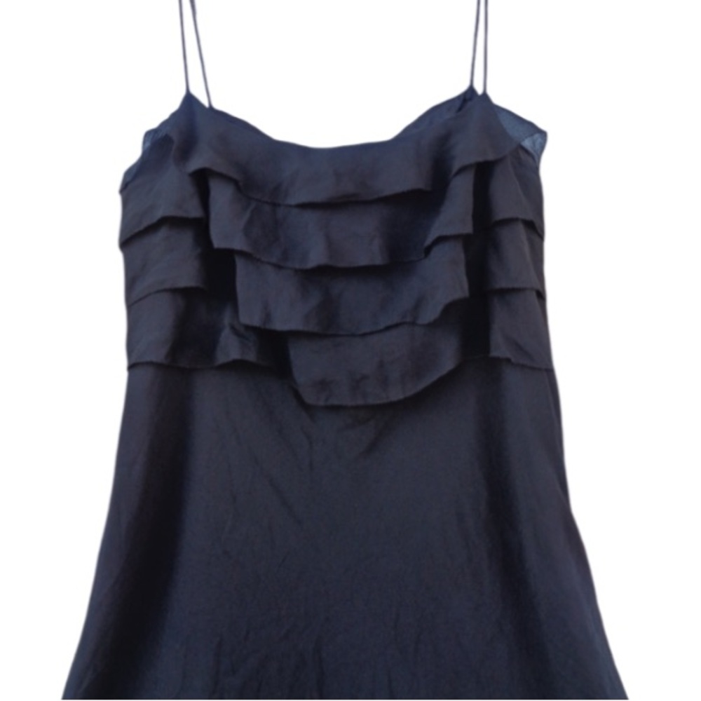 LOFT dress 100% silk shell ruffle top black classic event party size 10